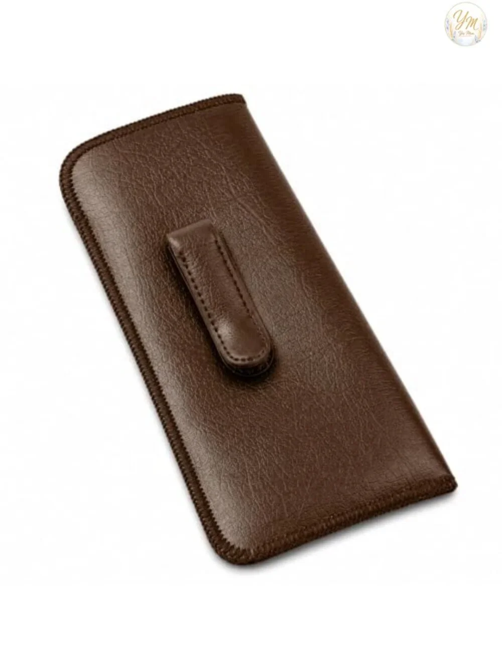 Slim Faux Leather Eyeglass Case with Metal Pocket Clip, Felt Lining, 4 Pack